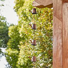 8.5ft 11-Piece Copper Watering Pot Rain Chain w/V-Shaped Gutter Clip