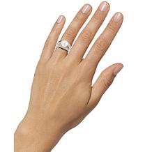 9-9.5mm Cultured Pearl, White Topaz and Black Spinel Ring