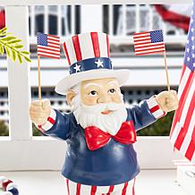9" Patriotic Santa Table Decor with Flags