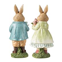 9.75"H Easter Resin Bunny Couple Table Decor