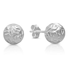 A&M Sterling Silver 6mm Diamond-Cut Ball Stud Earrings