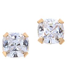 Absolute™ 14K Gold 2ctw Cubic Zirconia 88-Facet Cushion Stud Earrings