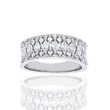 Absolute™ Sterling Silver Cubic Zirconia Round and Marquise Band Ring