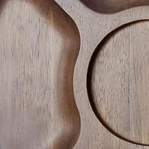 Acacia Wood 2pc Divided Tray and Serving Platter Set