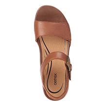 Aetrex® Ariel Memory Foam Arch Support Leather Wedge Sandal