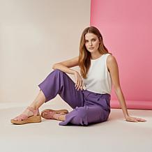 Aetrex® Flora Leather Cork Detail Sandal