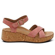 Aetrex® Flora Leather Cork Detail Sandal