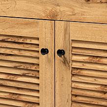Agni Oak Brown Finished Wood Buffet and Hutch Kitchen Cabinet