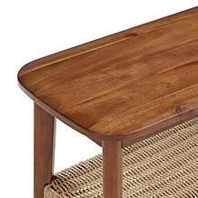 Alaterre Furniture Calais 48" Entryway Bench with Woven Storage Shelf