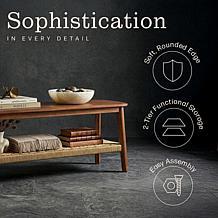 Alaterre Furniture Calais 48" Entryway Bench with Woven Storage Shelf