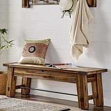 Alaterre Furniture Durango 60" Entryway Bench with Metal Accent Bar