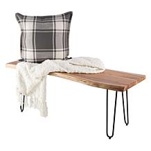 Alaterre Furniture Live Edge 48" Wood Entryway Bench with Hairpin Legs