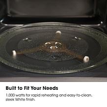 Almo 1.1 Cubic Foot White Countertop Microwave Oven