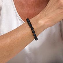 Amber Extraordinaire Black Amber and Hematite Bead Stretch Bracelet