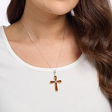 Amber Extraordinaire Cross Pendant with 18" Anchor Chain