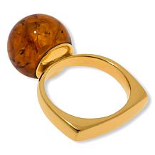 Amber Extraordinaire Sterling Silver Amber Ball Euro Shank Ring