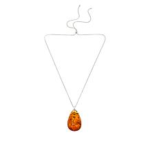Amber Extraordinaire Sterling Silver Pear-Shaped Drop Pendant