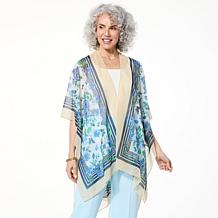 Anne Klein Stripe Garden Mid-Length Ruana Topper