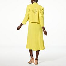 Antthony 2-piece Crocheted Accent Midi Dress & Shrug Set