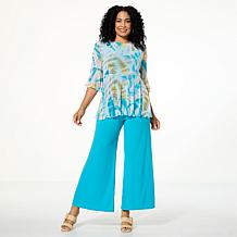 Antthony 2-piece Mesh Flounce Sleeve Top and Pull-On Pant Set