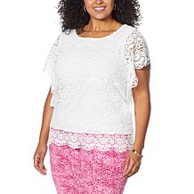 Antthony Bateau-Neck Crochet Lace Top