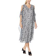 Antthony Cold-Shoulder Dress with Chiffon Overlay