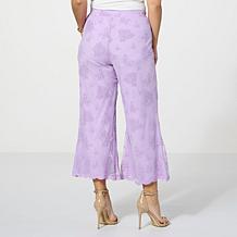 Antthony Embroidered Mesh Scalloped Edge Pull-On Pant