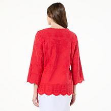Antthony Embroidered Scalloped Edge Blouse