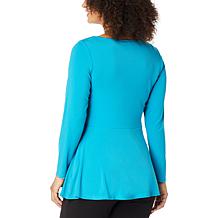 Antthony Long-Sleeve Knit Peplum Top