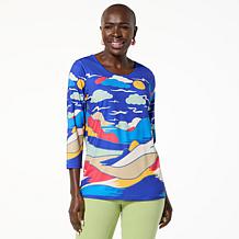 Antthony Printed Studio Stretch Knit 3/4-Sleeve Shirt