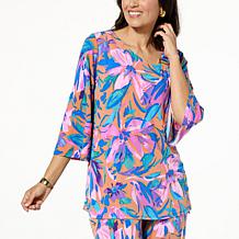 Antthony Printed Studio Stretch Knit Asymmetric Top