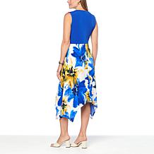 Antthony Sharkbite-Hem Dress with Printed Skirt