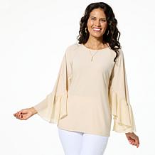 Antthony Studio Stretch Ruffle Sleeve Top