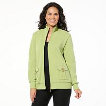 Antthony Sweater Knit Jogger Jacket with Printed Satin Back