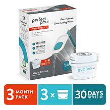 Aqua Optima Perfect Pour 6 Cup Water Filter Pitcher, 3 Filters