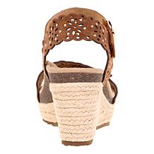 "As Is" Aetrex® Sydney Cut-Out Leather Espadrille Wedge Sandal