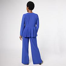 "As Is" Antthony 2-piece Asymmetric Top & Pant Set with Gold Chain ...