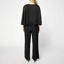 "As Is" Antthony 2-piece Fishnet Overlay Top & Wide-Leg Pant