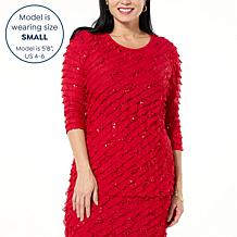 "As Is" Antthony Lady Luxe Ruffle Knit Blouse with Sequins