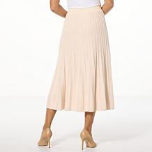"As Is" Antthony Pleated Sweater Knit Midi Skirt with Piping Details