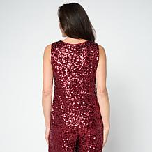 "As Is" Antthony Sequin Scoop-Neck Knit Tank