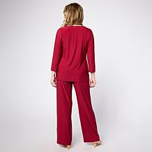 "As Is" Antthony Twist Neckline Beaded Neck Top and Pant Set