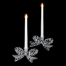 "As Is" august & leo 2-Piece Jeweled Bow Candle Holders