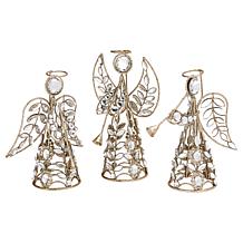"As Is" august & leo Jeweled Angel Décor 3-piece Set with Gift Boxes