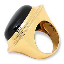 "As Is" Bellezza Bronze Black Chalcedony Antique Replica Solitaire ...