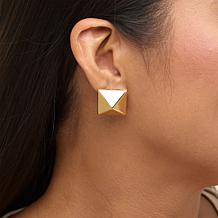 "As Is" Bellezza Bronze Square Pyramid Stud Earrings