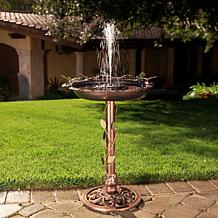 "As Is" Belmont Gardens Spetta Solar Metal Bird Bath Fountain