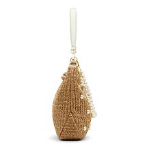"As Is" Betsey Johnson Raffia Faux Pearl Hobo Bag