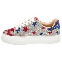 "As Is" Betsey Johnson Sidny Americana Stars Rhinestone Sneaker
