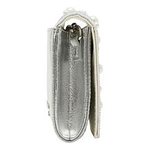 "As Is" Betsey Johnson Silver Pearl Flap Sparkler Clutch